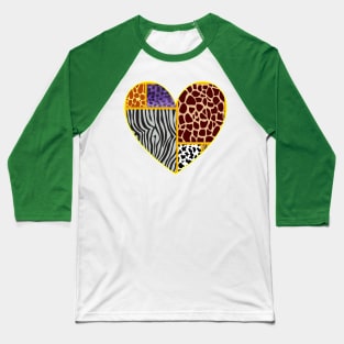 Love Heart Shape Jungle Print Design Baseball T-Shirt